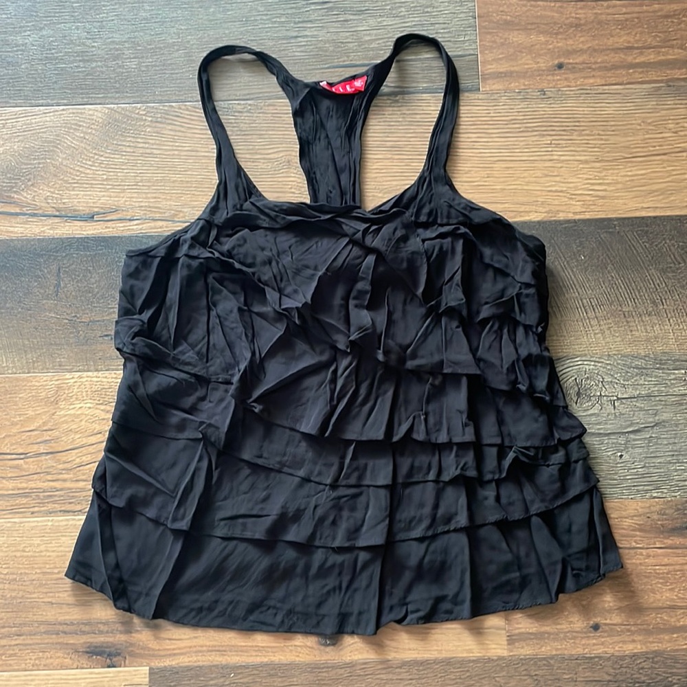 Elle ruffled, black, tank top size  XL